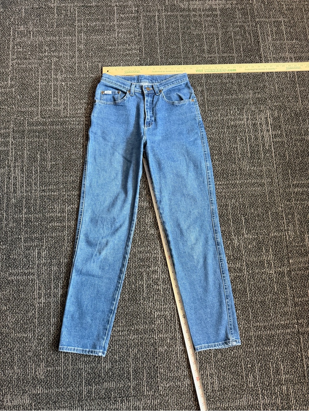 Vintage 80s 90s Lee Mom Jeans Womens 26 Blue Medium Wash High Rise Tapered Leg
